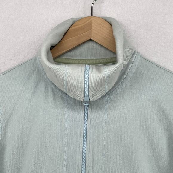 EILEEN FISHER Jacket M Heavy Brushed Jersey Organic Cotton Full Zip Light Blue - Picture 6 of 13